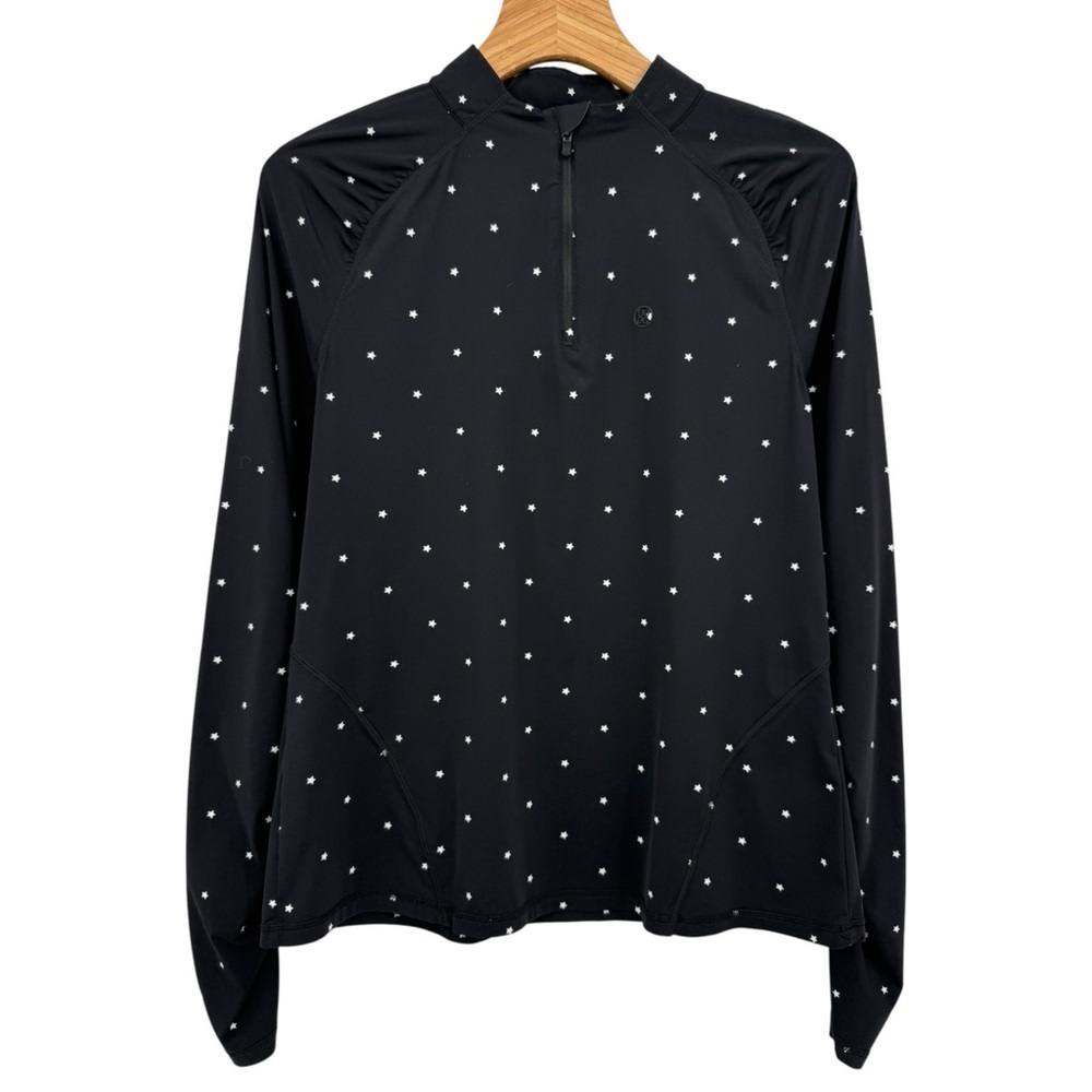 G/FORE Stars Tech Jersey Quarter Zip Long Sleeve Top in Black Size XL